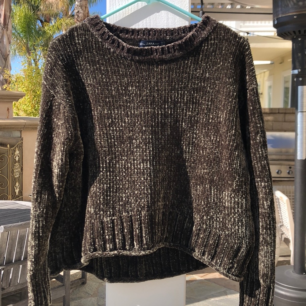 Zara olive green chenille sweater.